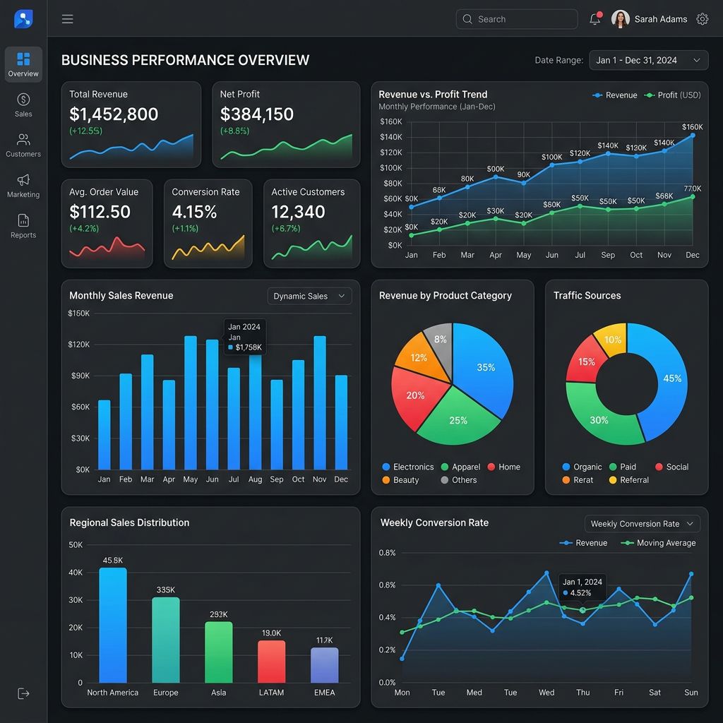 Analytics dashboard showing campaign KPIs and data visualisations